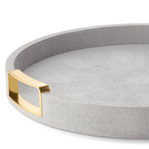 AERIN Carina Shagreen Small Round Tray - Dove