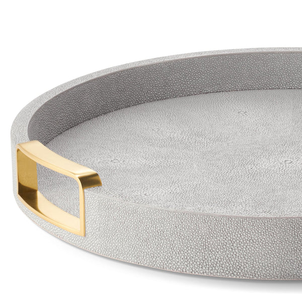 Load image into Gallery viewer, AERIN Carina Shagreen Small Round Tray - Dove
