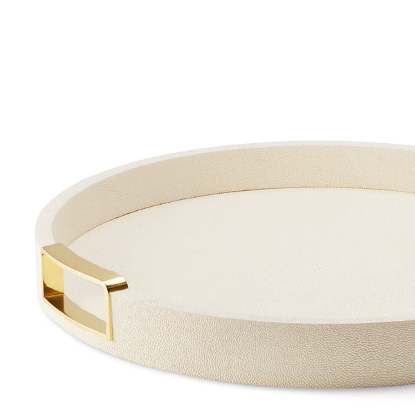 Load image into Gallery viewer, AERIN Carina Shagreen Small Round Tray - Cream

