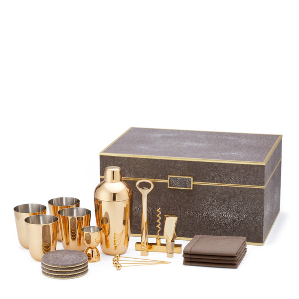 Load image into Gallery viewer, AERIN Classic Shagreen Bar Set - Chocolate
