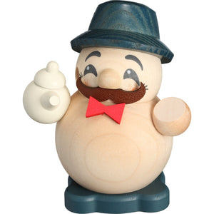 Seiffener Volkskunst Grandpa With Coffee Pot 3.5" Ball-Shaped Incense Smoker Small