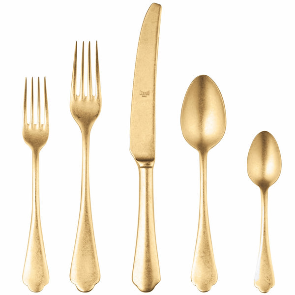 Load image into Gallery viewer, Mepra Cutlery Set 5 Pcs Dolce Vita Pewter Oro
