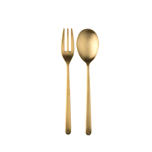 Mepra Serving Set (Fork And Spoon) Linea Ice Oro