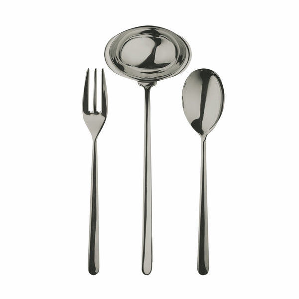 Load image into Gallery viewer, Mepra 3 Pcs Serving Set (Fork Spoon And Ladle) Linea Oro Nero
