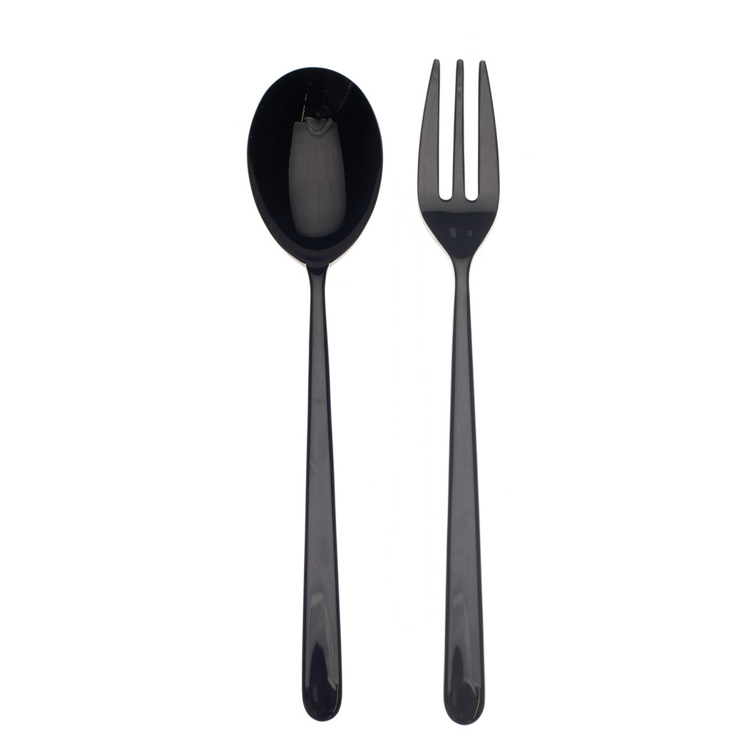Mepra Serving Set (Fork And Spoon) Linea Oro Nero