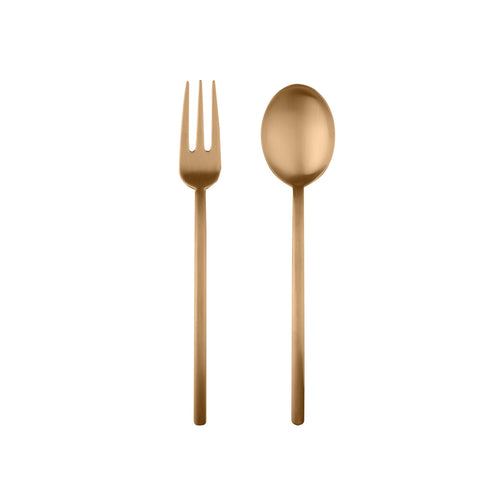 Mepra Serving Set (Fork And Spoon) Due Ice Oro