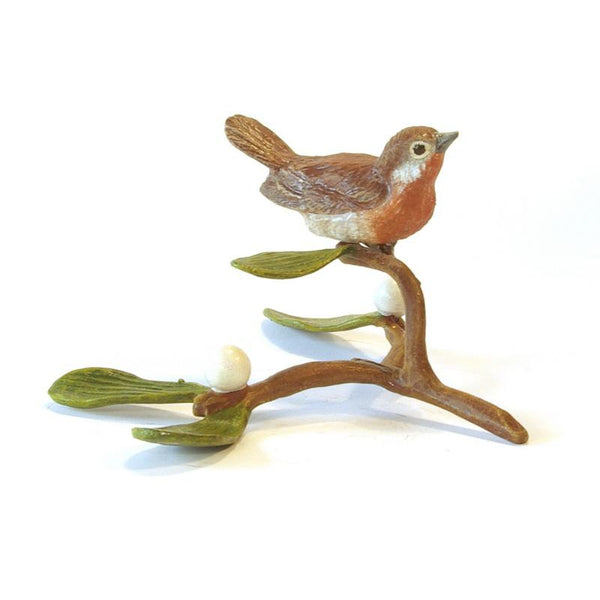 Load image into Gallery viewer, Redbreast On Mistletoe Vienna Bronze Figurine

