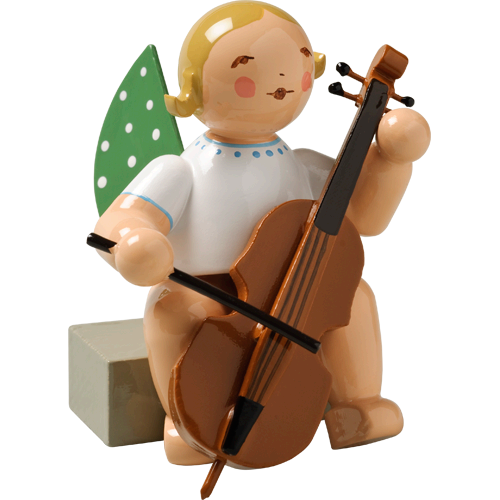 Wendt & Kuhn Angel with Cello, Sitting Figurine