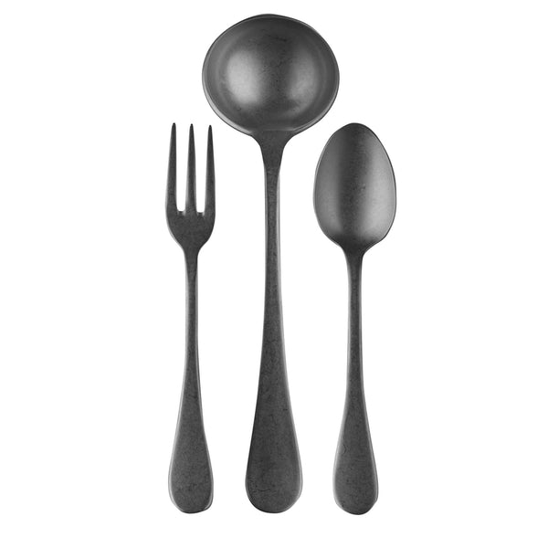 Load image into Gallery viewer, Mepra 3 Pcs Serving Set (Fork Spoon And Ladle) Vintage Oro Nero
