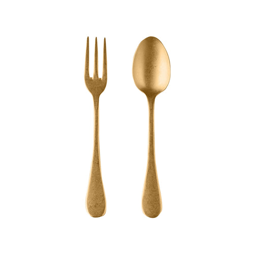 Mepra Serving Set (Fork And Spoon) Vintage Oro