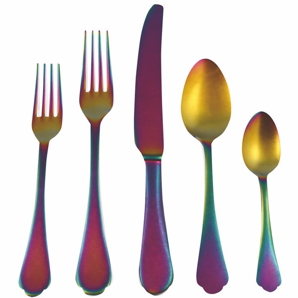 Load image into Gallery viewer, Mepra Cutlery Set 5 Pcs Dolce Vita Pewter Rainbow

