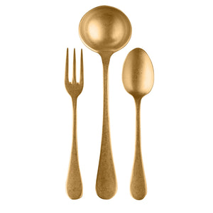 Mepra 3 Pcs Serving Set (Fork Spoon And Ladle) Vintage Oro