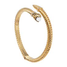 Load image into Gallery viewer, Halcyon Days &quot;Snake Twist Cream &amp; Gold&quot; Hinged Bangle