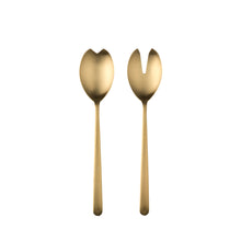 Load image into Gallery viewer, Mepra Salad Servers (Fork And Spoon) Linea Ice Oro