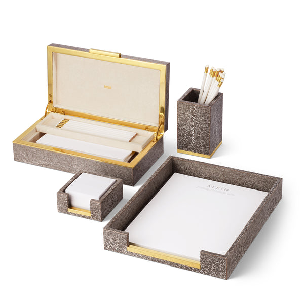 Load image into Gallery viewer, AERIN Shagreen Memo Paper Holder - Chocolate
