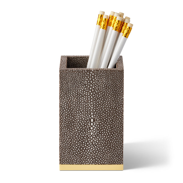 Load image into Gallery viewer, AERIN Shagreen Pencil Cup - Chocolate
