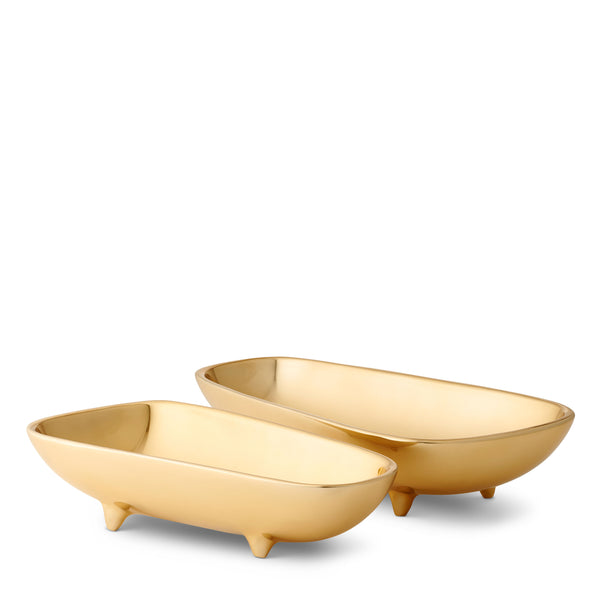 Load image into Gallery viewer, AERIN Valerio Footed Bowl - Large - Gold
