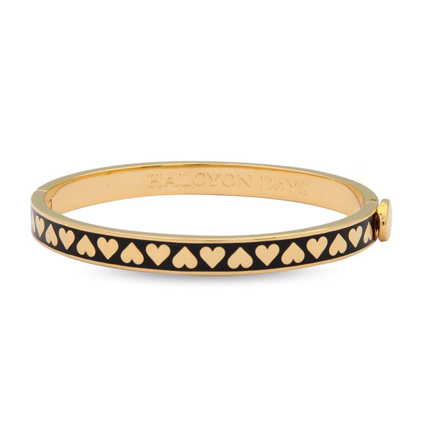 Load image into Gallery viewer, Halcyon Days &quot;Skinny Heart Black &amp; Gold&quot; Bangle

