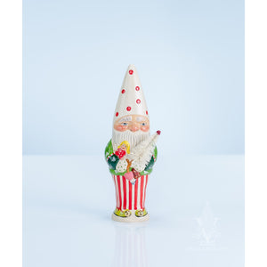 Vaillancourt Folk Art - Santa Elf Holding Doll Chalkware Figurine