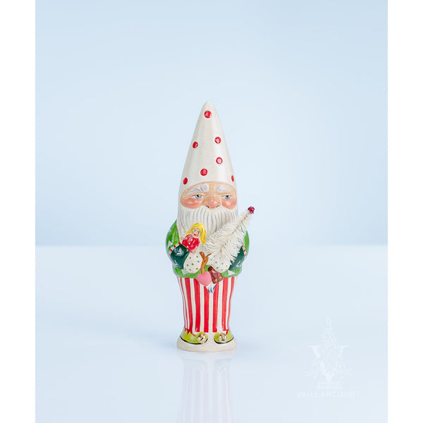 Load image into Gallery viewer, Vaillancourt Folk Art - Santa Elf Holding Doll Chalkware Figurine
