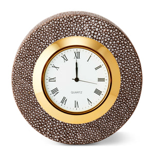 AERIN Shagreen Desk Clock - Chocolate