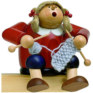 KWO Knitting Lisa, Sitting 5.9" Incense Smoker