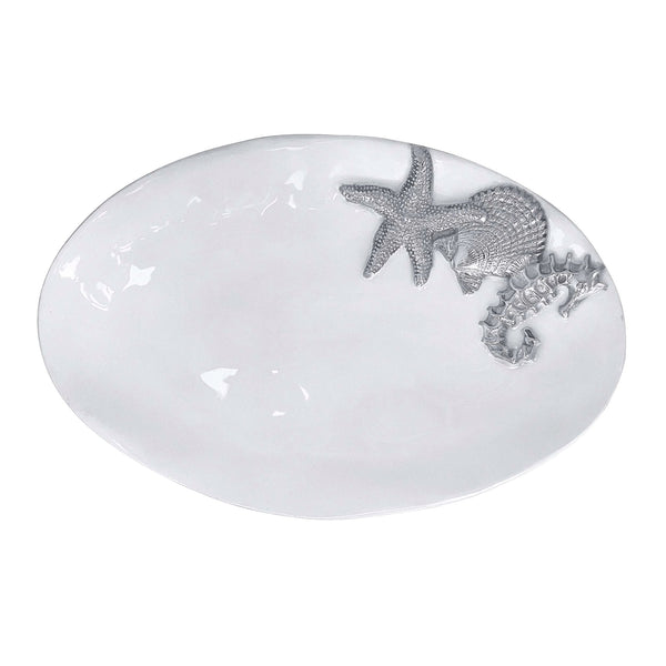 Load image into Gallery viewer, Mariposa White Oval Sea Server
