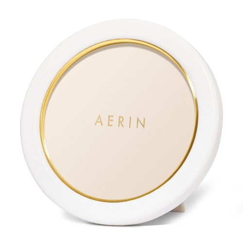 AERIN Piero Leather Round Frame - Shadow White