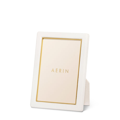 AERIN Piero Leather 4x6 Frame - Shadow White