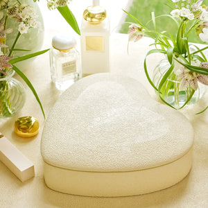 AERIN Shagreen Heart Jewelry Box, Cream