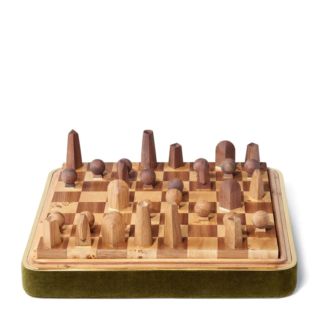 AERIN Velvet Chess Set, Moss