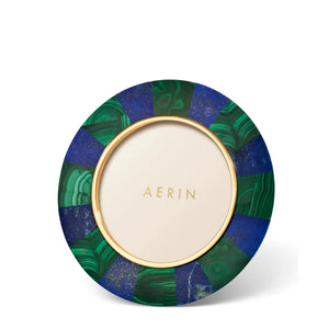 AERIN Cassiel Mosaic Round Frame, Lapis, Malachite