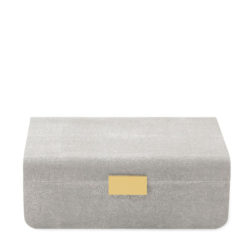 AERIN Modern Shagreen Large Jewelry Box - Dove