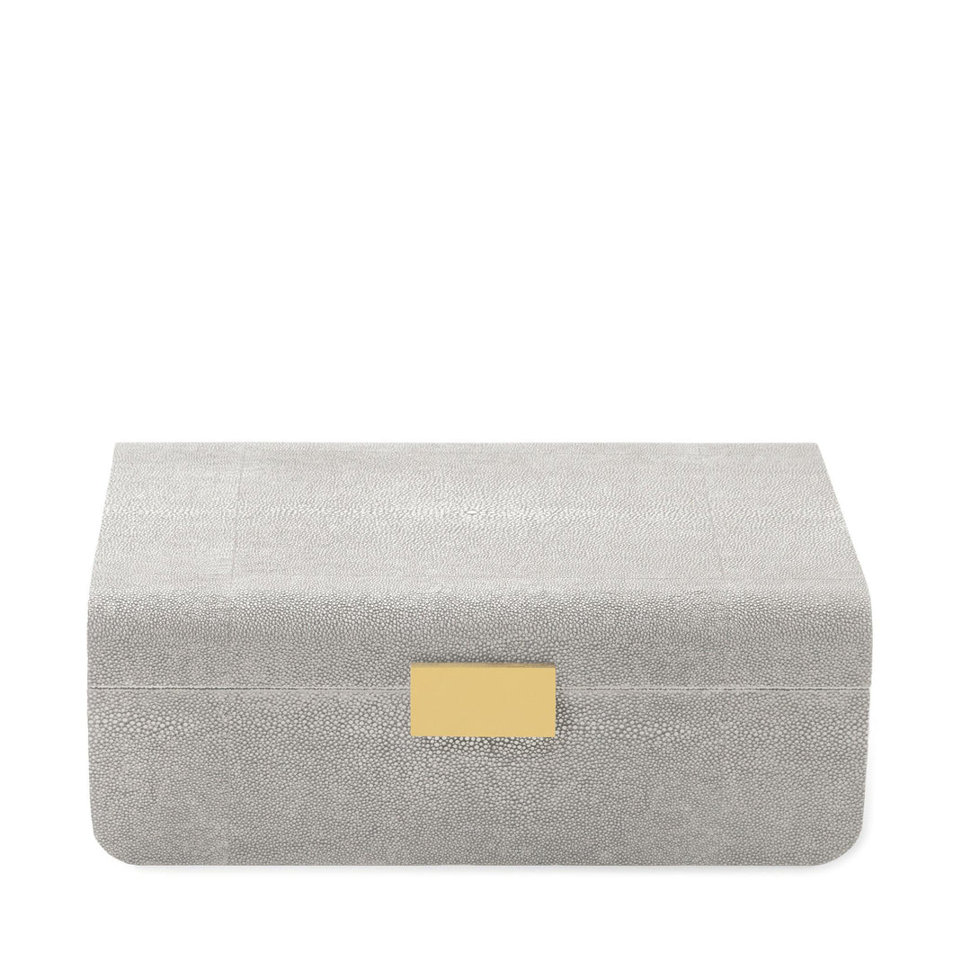 AERIN Modern Shagreen Large Jewelry Box - Dove