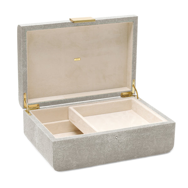 Load image into Gallery viewer, AERIN Modern Shagreen Large Jewelry Box - Dove
