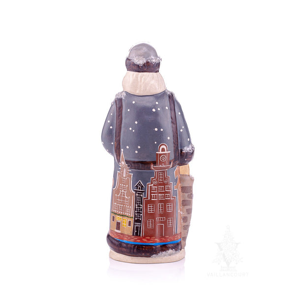 Load image into Gallery viewer, Vaillancourt Folk Art - Amsterdam Canal House Santa Chalkware Figurine
