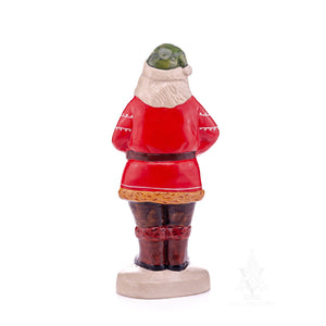 Vaillancourt Folk Art - Father Christmas with Basket of Ornament Kugels Chalkware Figurine