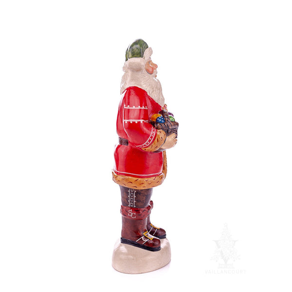 Load image into Gallery viewer, Vaillancourt Folk Art - Father Christmas with Basket of Ornament Kugels Chalkware Figurine
