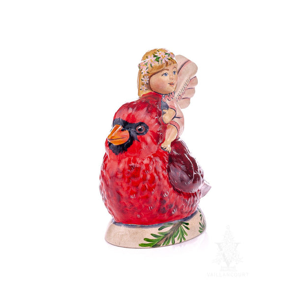 Load image into Gallery viewer, Vaillancourt Folk Art - Angel Taking Flight on Cardinal Chalkware Figurine
