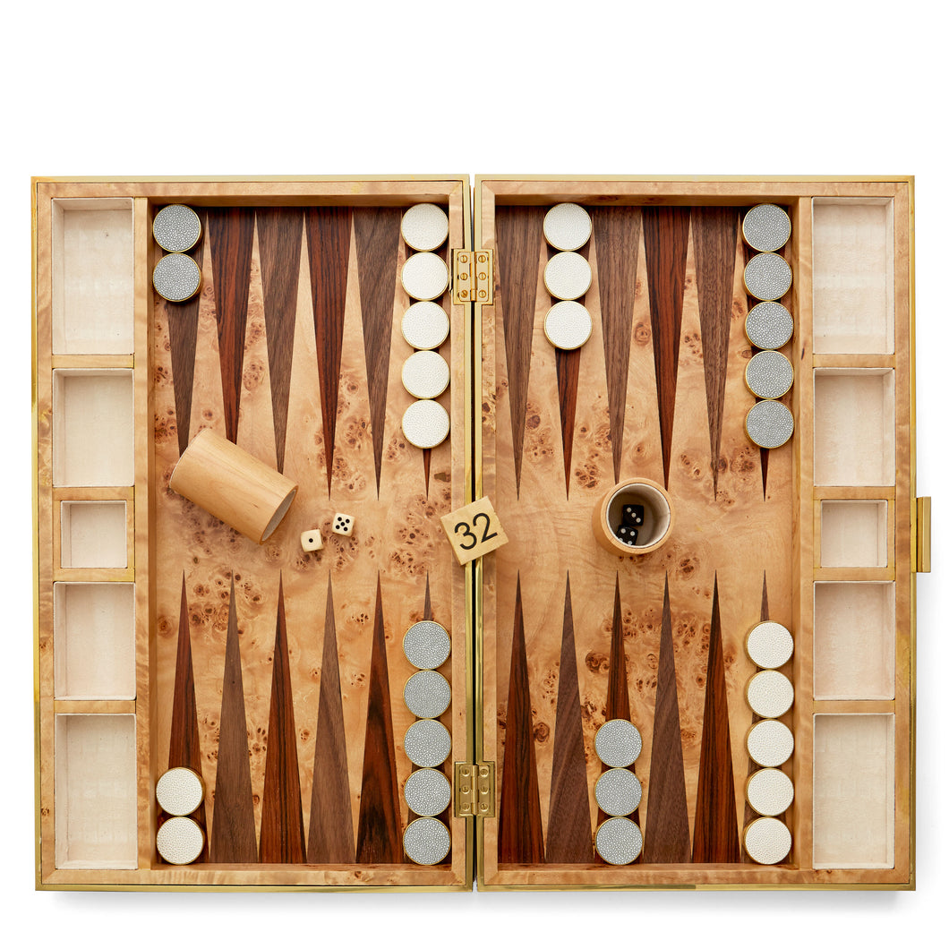 AERIN Shagreen Backgammon Set - Dove