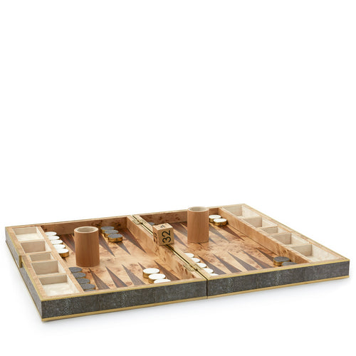 AERIN Shagreen Backgammon Set - Chocolate