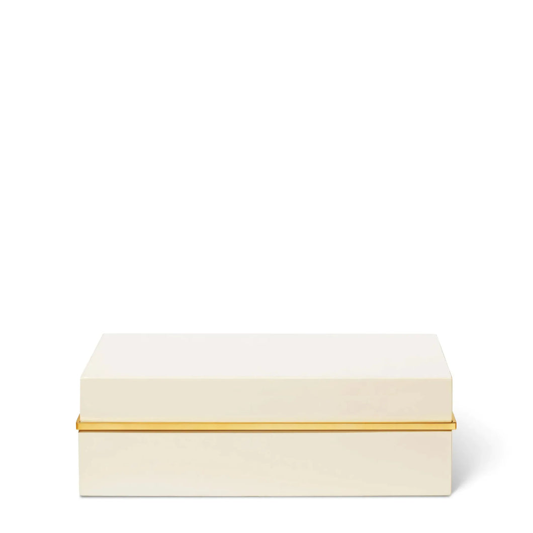 AERIN Piero Medium Lacquer Box, Cream