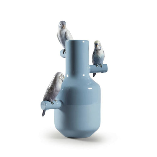 Lladro Parrot Parade Vase - Blue
