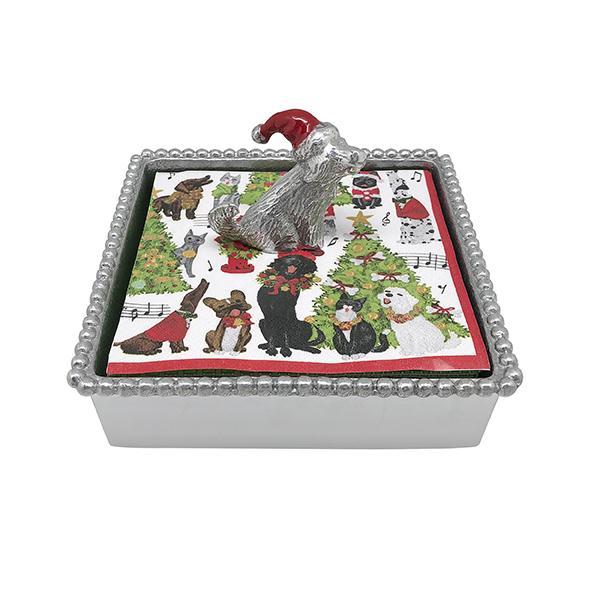 Load image into Gallery viewer, Mariposa Sitting Lab With Red Hat Beaded Napkin Box
