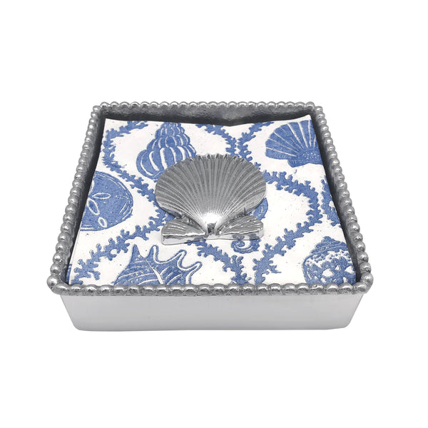 Load image into Gallery viewer, Mariposa Scallop Shell Beaded Napkin Box
