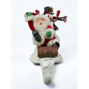Katherine's Collection Sledding Santa and Snowman Stocking Holder