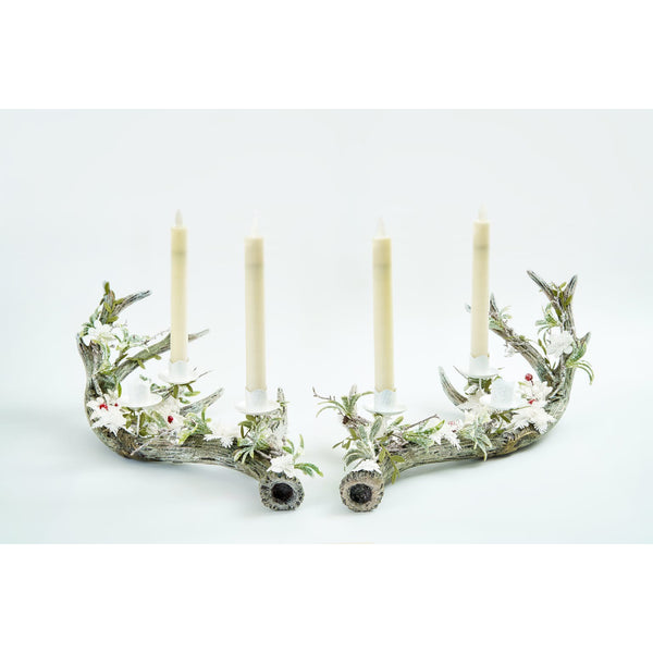 Load image into Gallery viewer, Katherine&#39;s Collection Mistletoe Magic Antler Candleholder Set of 2
