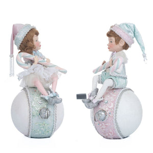 Katherine's Collection Frost And Tenderness Elves On Ornaments, Set of 2