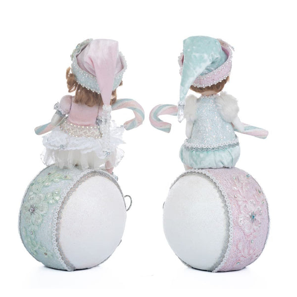 Load image into Gallery viewer, Katherine&#39;s Collection Frost And Tenderness Elves On Ornaments, Set of 2
