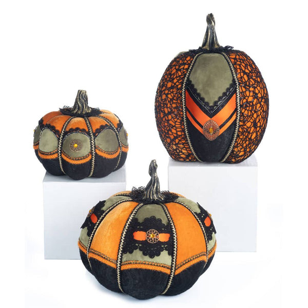 Load image into Gallery viewer, Katherine&#39;s Collection Halloween Hollow Fabric Pumpkins Set of 3
